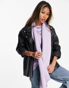 Topshop Skinny Ribbed Scarf In Lilac-purple