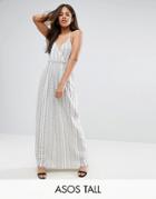 Asos Tall Beach Maxi Dress In Natural Fibre Stripe - Multi