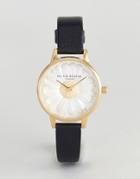 Olivia Burton Ob15eg38 3d Daisy Leather Watch In Black - Black