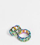 Faded Future 2 Pack Chain Rings In Iridescent-multi
