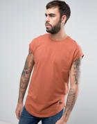 Only & Sons Longline T-shirt With Capped Sleeve - Copper