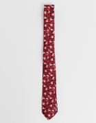 Asos Design Slim Bright Pink Leopard Tie - Pink
