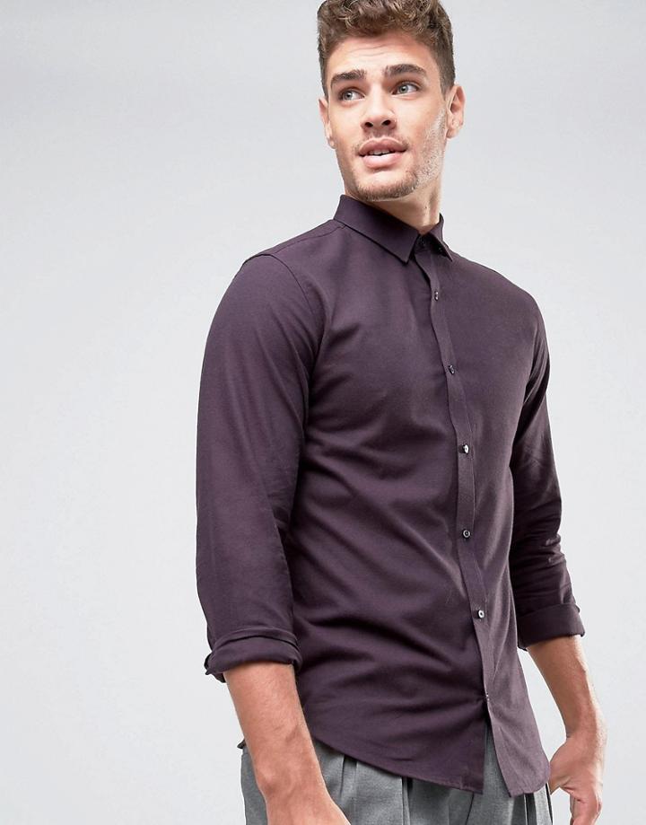 Jack & Jones Premium Slim Shirt In Brush Finish - Purple