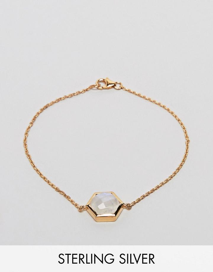 Carrie Elizabeth Semi Precious Moonstone Hexagon Bracelet - Gold