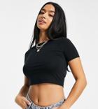 Asos Design Petite Fitted Crop T-shirt In Black