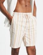 Pull & Bear Woven Striped Shorts In Multi