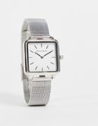 Bellfield Stainless Steel Mesh Watch With Square Dial In Silver