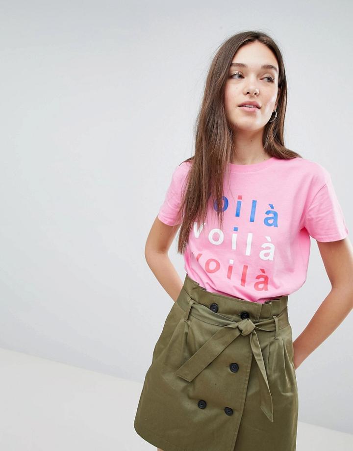 Bershka Voila T Shirt In Pink - Pink