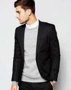 Asos Skinny Suit Jacket In Poplin In Black - Black