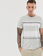 Jack & Jones Premium Stripe T-shirt In Green With Panel Detail