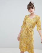 Leon And Harper Retro Floral Print Midi Dress - Yellow