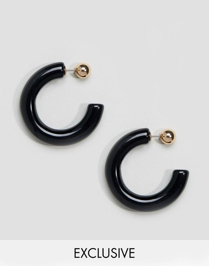 Monki Bolt Hoop Earrings - Black