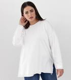 Asos Design Curve Organic Cotton Long Sleeve Washed Oversized Long Sleeve Top In White - White