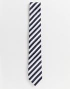 Selected Homme Wedding Tie In Stripe - Navy