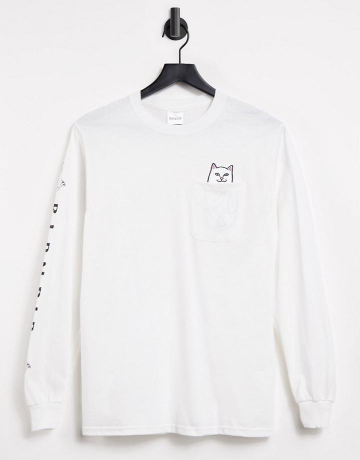Ripndip Lord Nermal Pocket Long Sleeve T-shirt In White