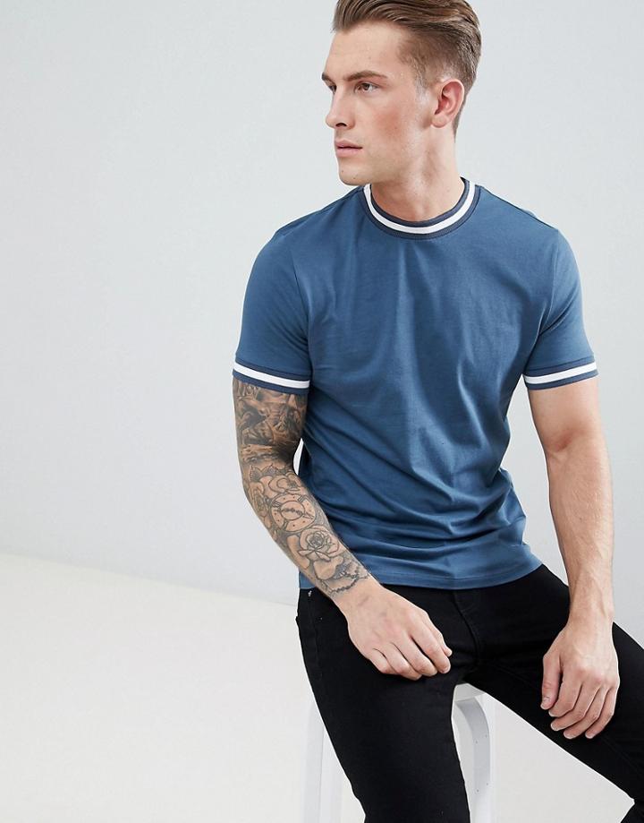 Asos Design T-shirt With Contrast Tipping - Multi