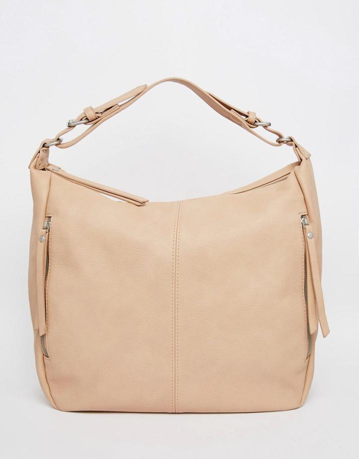 Pieces Slouch Hobo Shoulder Bag In Nude - Nude
