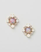 Krystal Swarovski Crystal Gem Surround Earrings - Gold
