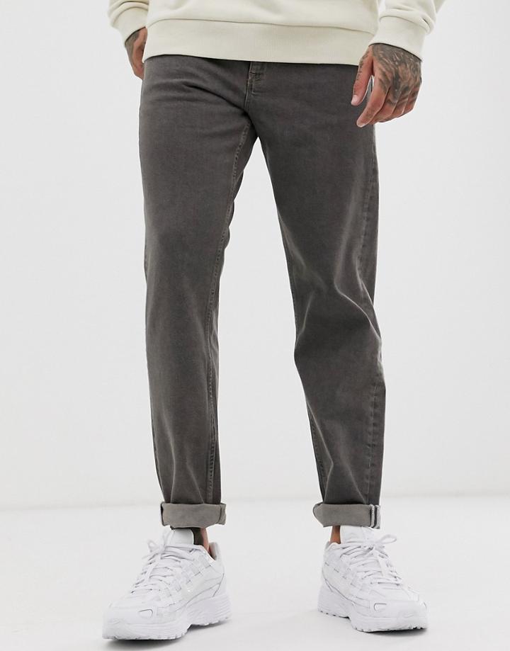 Asos Design Tapered Jeans In Retro Washed Black - Black