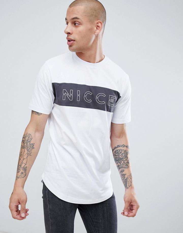 Nicce T-shirt In White With Chest Logo Panel - White