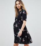 Asos Maternity Tea Dress In Dark Floral Print - Multi