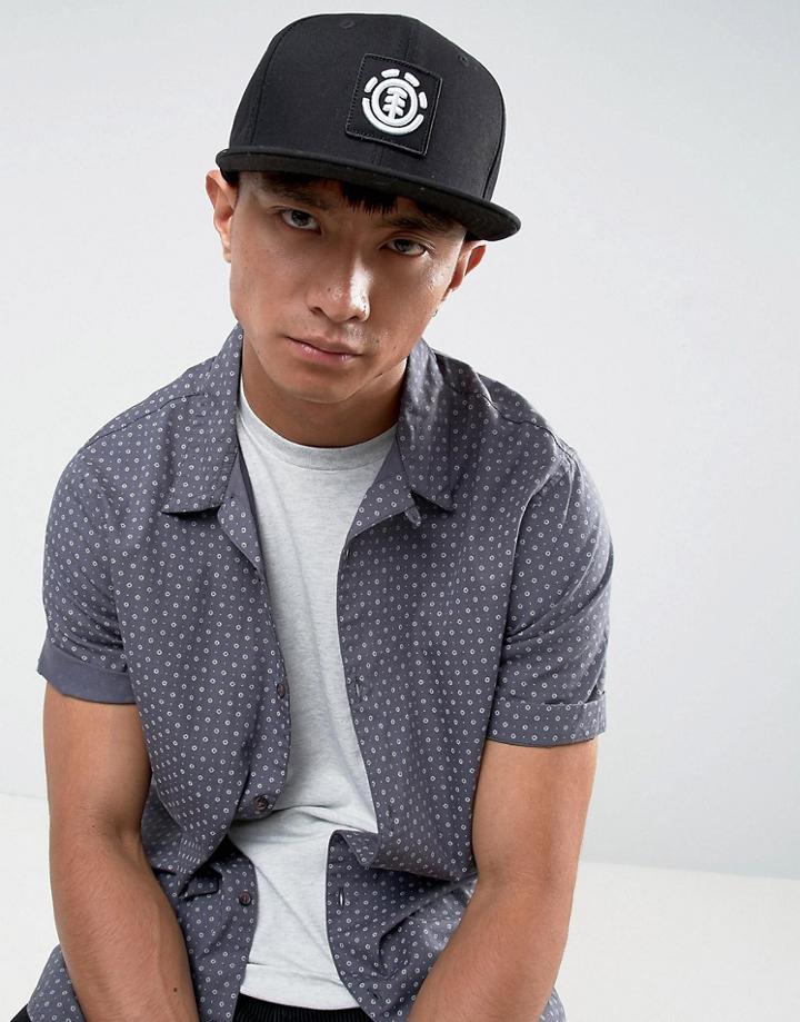 Element United Logo Snapback Cap In Black - Black