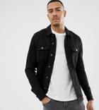 Asos Design Tall Skinny Western Denim Jacket In Black