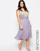 Asos Curve Wedding Midi Dress With Lace Applique - Purple