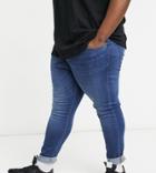 Topman Organic Cotton Blend Big/tall Stretch Skinny Jeans In Mid Wash-blues
