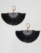 Ashiana Tassel Fan Earrings - Black