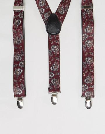 7x Paisley Suspenders - Red