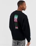 Asos Design Oversized Sweatshirt With Back Text Print In Black