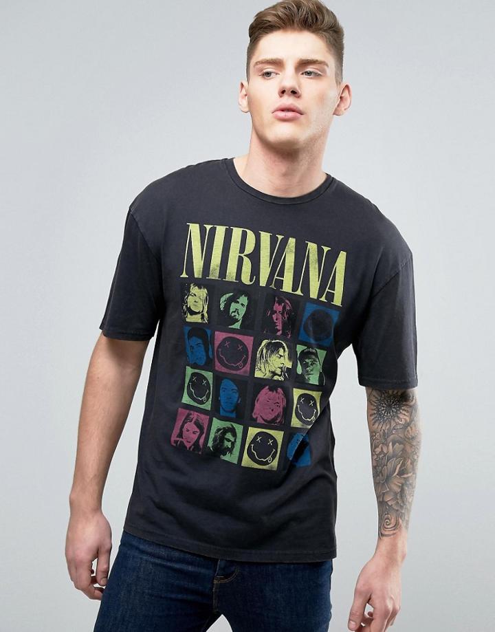 Jack & Jones Originals T-shirt With Nirvana Graphic - Black