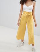 Bershka Wide Leg Pants In Yellow - Yellow