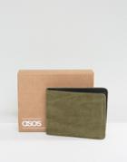 Asos Wallet In Khaki Faux Leather - Green