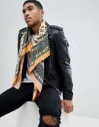 Asos Design Oversized Dress Scarf With Baroque Print - Multi