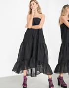 Asos Edition Bandeau Dress With High-low Hem In Black