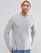 Asos Sweater With Front Zip Detail - Gray