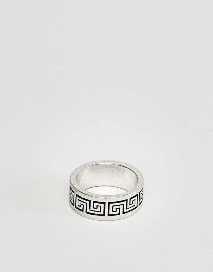 Asos Design Column Ring In Silver Tone