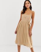 Asos Design Soft Chiffon Square Neck Midi Prom Dress With Twist Strap-multi