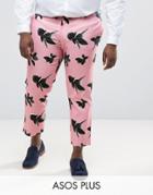 Asos Plus Skinny Smart Pants In Pink Floral Print - Pink