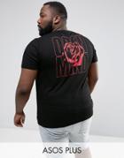 Asos Plus T-shirt With Rose Back Print - Black