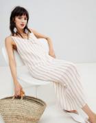 Mango Stripe Dress In Beige And Stripe - Beige