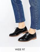 Asos Muse Wide Fit Lace Up Flat Shoes - Black