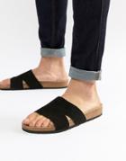 Asos Design Slide Sandals In Black - Black