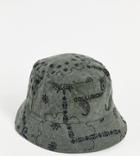 Collusion Unisex Bucket Hat With Paisley Print-grey