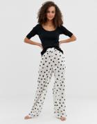 Asos Design Organic Cotton Triangle Print Pyjama Pants-cream