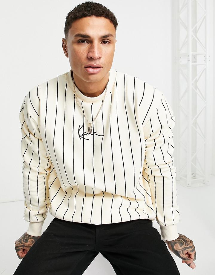 Karl Kani Signature Pinstripe Sweatshirt In Off White