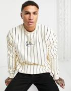 Karl Kani Signature Pinstripe Sweatshirt In Off White