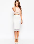 Love Midi Skirt With Lazer Cut Detil - Ivory